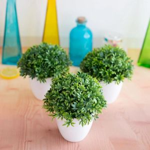 Decorative Flowers Artificial Plant Bonsai Small Bamboo Leaf Grass Plastic Potted Green Fake Ornaments For Home Decoration El Garden Decor