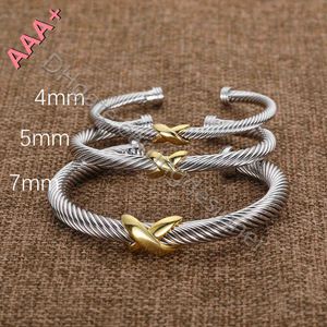 Braclet Designer Bracelet Twisted Wire Round Luxury Bracelets Cable X gold Women Fashion 925 sterling silver plated Hemp gift free Jewelry shipping Cross Retro D7M1