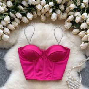 Kvinntankar Camis Spicy Girl High-kvalitet Rose Pink Sweet Pendant Bra Vest Lämplig för kvinnors höstjackor och inomhusnisch fantastiska toppar J240409