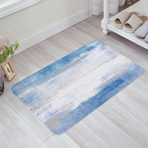 Carpets Abstract Oil Painting Art Blue Home Doormat Decoration Flannel Soft Living Room Carpet Kitchen Balcony Rugs Bedroom Floor Mat
