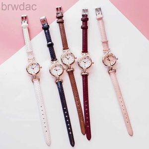 Kvinnors klockor Dropshiping Women Girl Simple Quartz Wrist Watch Pu Leather Strap Mini Thin Dial Watches DG88 240409