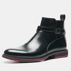 Stiefel schwarze Mode lässige Männer Boots Vintage Britische Westlederschuhe Herbst Winter Werkzeug -Knöchelstiefel Zip -Arbeitstiefel