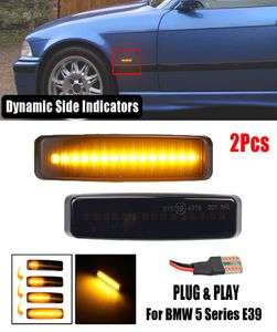 2pcs Dynamic Led Marker Light Car Fender Side Yellow Flowing Sequential Turn Signal Light 12V For BMW 5 Series E39 19952003 M57019590