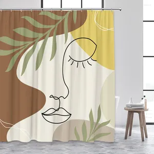 Duschgardiner Creative Line Face Leaves Curtain Set Badrum Estetiskt heminredning Polyester Fabric Accessories Bath