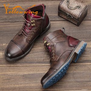 Сапоги размер 3948 Retro Men Leather Boots Boots Boots с застежкой молнии модные ботинки для мучеников #al603c4