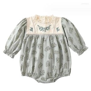 Kleidungssets Weihnachtsoutfits für geborene Mädchen Frühling im Frühling Herbst Langarm Floral Stickhemd Bloomer Kinder 0-3y