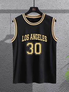 Men's T-Shirts New High Quality Sports Tank Top Basketball Jersey # 30 Support Fan Club Match Sweat-absorbing Training Tank Top Yellow Black T2404