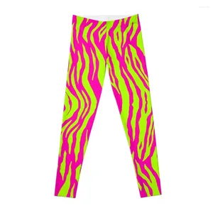 Active Pants Cute Neon Pink And Green Tiger Stripes Leggings Fitness Clothing Fitness's Gym Clothes Womens