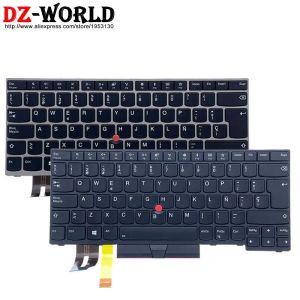 Tangentbord es spanska bakgrundsbelyst tangentbord för Lenovo ThinkPad E480 E485 E490 E495 T480S L480 T490 T495 L390 L380 YOGA L490 P43S LAPTOP 01YP370