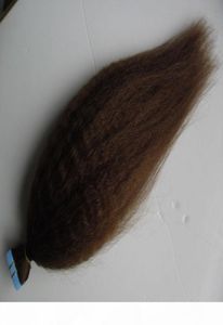 Tejp i mänskliga hårförlängningar italienska grov yaki 100g kinky rak europeisk hud weft remy hårförlängning 40g pac5651125