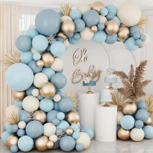 Party Decoration Dusty Baby Blue Balloons Balloon Arch Garland Kit Sand White Metallic Gold Slate Fog For Wedding