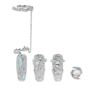 Xian Ku trägt Nagelring und Rüstung Göttliches Werkzeug Mondlicht Stein Quasten Fingerguard Set, einzigartige personalisierte Nagel Schönheit Offener Ring