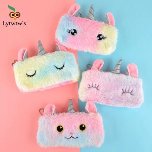 1 Pieces Kawaii Cute Unicorn Plush Pouch Pencil Case Bag Key Chain Pendant Coin Purse Wallet Case Pouch Bag School Supplies Gift