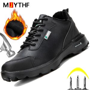 Boots Male Leather Shoes Warm Winter Boots Work Shoes Antismash Antipuncture Safety Shoes Men Boots Waterproof Industrial Shoes