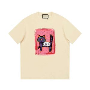 2023 Summer Luxury Cat Mönster Kort ärm T-shirt för män och kvinnor