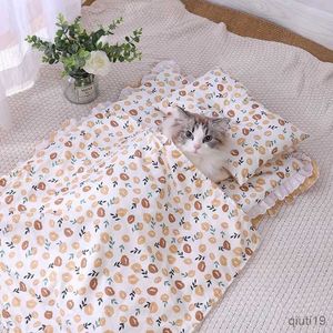 猫のベッド家具かわいい猫ベッドユニバーサル3ピースプリンセスネストドッグケンネルペットクッションスモールミディアムキャットスリーピングベッドペット毛布