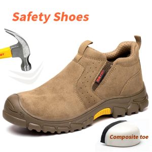 Botas de segurança sapatos de segurança botas de couro de fibra de fibra para homens que trabalham soldador kevlar anti -esmagamento punção soldagem sem cadarços inverno