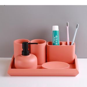 Set da toeletta da bagno nordico set resina portatile casa dispenser liquido distributore di spazzolino bocchetta per piatti di sapone per piatti di sapone