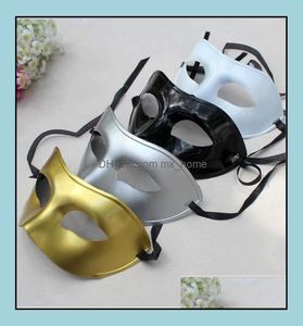 Mens Masquerade Mask Fancy Dress Venetian Masks Plastic Half Face Optional MtiColor Black White Gold Drop Delivery Party Festive3395698