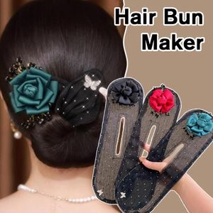 Włosy curling artefakt Kamina Kobiet Bow Bow Lazy Hair Spin Roller Curler Flowers Bun Maker Women Hair Akcesoria