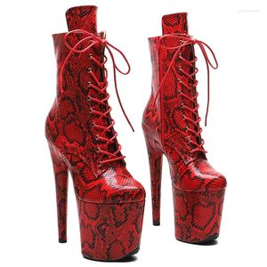 Scarpe da ballo Leecabe 20cm/8 pollici Snake Pu Fashion High Platform Platform Pole Dancing Boot