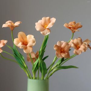 Decorative Flowers 10Pc Open Large Flower Petal Tulip PU Feel Artificial For Home Decoration Fake Tulips Wedding Florals Party Deco