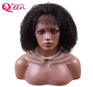 Mongólia Afro Kinky Curly Wig Lace Front Vrigin Human Human Wigs Linha natural com cabelos para bebês para mulheres negras sonhando queen2747315