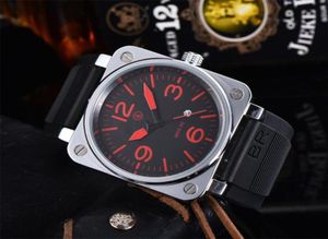 Armbandsur Top Brand BR Model Sport Rubber Strap Quartz Bell Luxury Multifunction Watch Business Rostfritt Steel Man Ross Square1422604