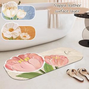 Badmatten Blumenmuster Anti-Slip-Badezimmer-Matte Strong Wasser Absorption Teppiche Türfuß Absorption ohne Schlupfkissen