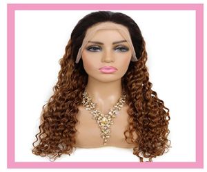1b30 ombre cor para cabelos humanos brasileiros 13x4 Wig Front Wig Deep Wave Peruviano Indiano 1B 3027040964534964