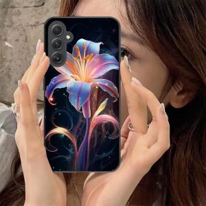 Lily Flowers Case celular móvel legal para Samsung Galaxy A91 70 54 53 52 34 24 21 Nota 20 10 M54 Plus Ultra 5G Black Cover