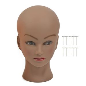 Peruca de cabeça de manequim careca, tornando a cabeça profissional de boneca de cosmetologia para a peruca, produzindo cabelos com óculos com t-pins 240403