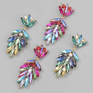 Dangle Küpeler Hysecmao Tasarımı Renkli Yaprak Kristal Zarif Kadınlar İçin Uzun Damla Moda Gelin Düğün Rhinestones Kadın Takı