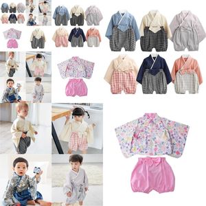 Autumn New Kimono nyfödda flickor kläder japanska stil barn rompers pyjamas kläder badrock enhetliga spädbarn kläder a591