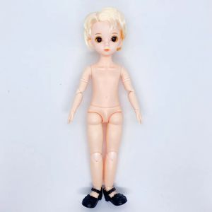 30 Cm Short Hair Makeup Nude Doll 3D Eyes 1/6 BJD Doll 22 Joint Body Naked Baby Boys 12 Inch Doll DIY Toy Girl Gift