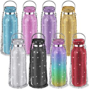 Colorful Diamond Thermal Insulated Bling Tumbler Cup Stainless Steel Glitter Water Bottle