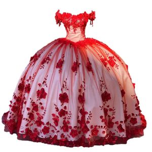 Suknia balowa księżniczka quinceanera sukienki kwiaty frezowanie aplikacje ukochane tiul koronkowy rasek bez ramiącej 16 księżniczki urodziny vestidos de 15 anos q05