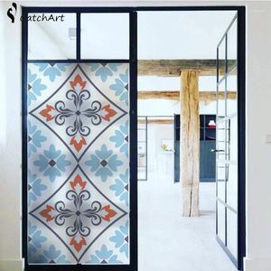 Fönsterklistermärken Inget lim statisk klamling målat glasfilm Frosted Privacy Sticker Home Decor Digital Print Abstract Geometry