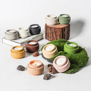 Candle Holders Nordic Simple Matte Cement Holder Home Cup Diy Ornaments Wax Container Decoration