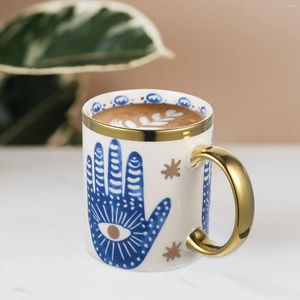 Mugs Desktop Coffee Cup Evil Eye Mug Ceramic Handle Milk Turkish Style Decorative Water