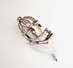 2018 Nuovo doppio blocco 65 mm Mash Chastity Device Cock Cage con catetere uretrale Castità Lock Sex Toys Sex SM Fetish Sex Game9410748