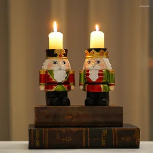 キャンドルホルダークリスマスくるみ割り人形ソリダーキャンドルスティック年ホームリビングルームバークリスマス装飾装飾品ホルダーミニチュア図形