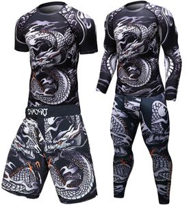 Men039S tshirts märke MMA Workout Compress Men Tshirt Long Sleeves BJJ 3D Fitness Tights Men Rashguard Tshirt byxor Men08532229