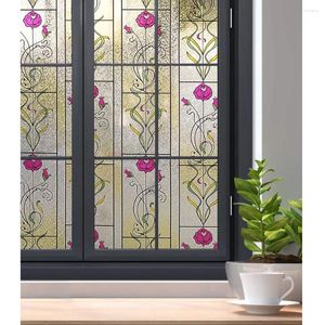 Fensteraufkleber 30 200 cm Dekorative Film Bunt Privacy Glass Adhäsive statische Klingel Cover Roseneisenkunst