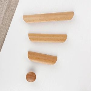 1Pc Cabinet Natural Solid Wood Handles Kitchen Cupboard Knobs Wardrobe Drawer Door Closet Dresser Pulls Furniture Hardware