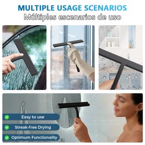 Dusch Squeegee Window Glass Silicone Clean Scraper Cleaning Tool Professional Wiper Brush Hanging Shower Mop med krokbadrum