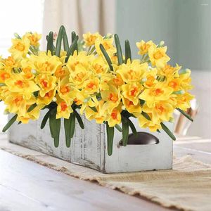 Decorative Flowers Artificial Daffodils Narcissus Spring Flower Fake Silk Arrangement For Home Wedding Decor 1 Pcs