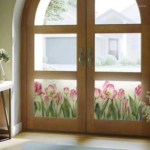 Adesivos de janela 40x110cm decorativo de tulipa de mola de primavera de vitrais filmes de vidro
