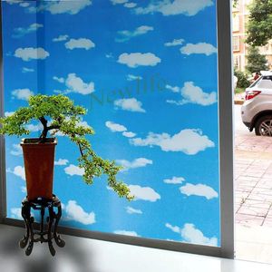 Window Stickers Frosted Glass Self-adhesive Film Sky Cloud Bathroom Sliding Door Privacy Home Decor Living Room Stickers80 200cm