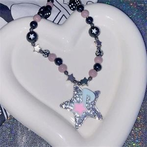 Pendant Necklaces Candy Necklace Cartoon Jewelry Irregular Colourful Clavicle Chain Aesthetic Beads Collar Bone Women